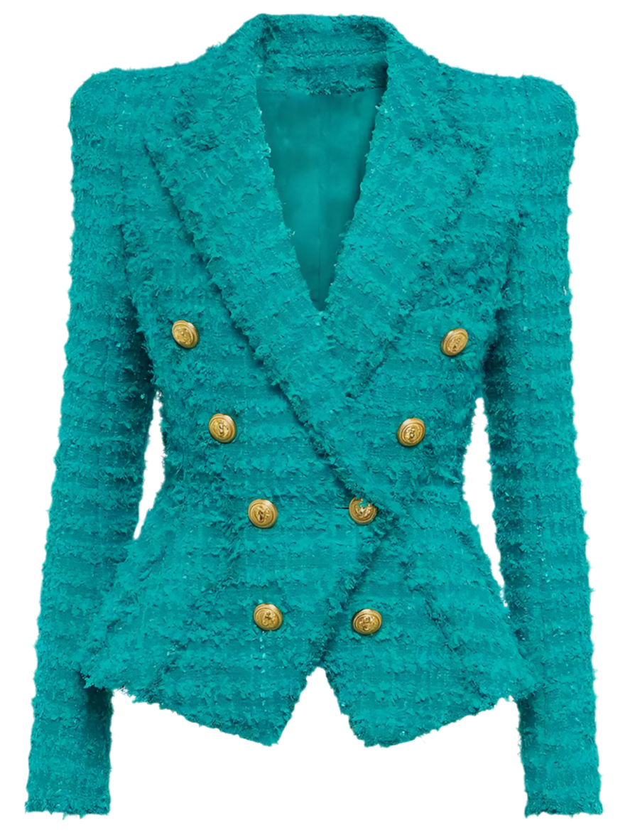 Tassel Fringed Tweed Blazer