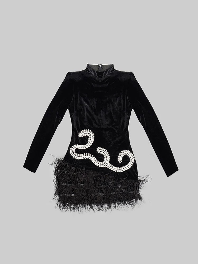 Black Crystal Mini Dress