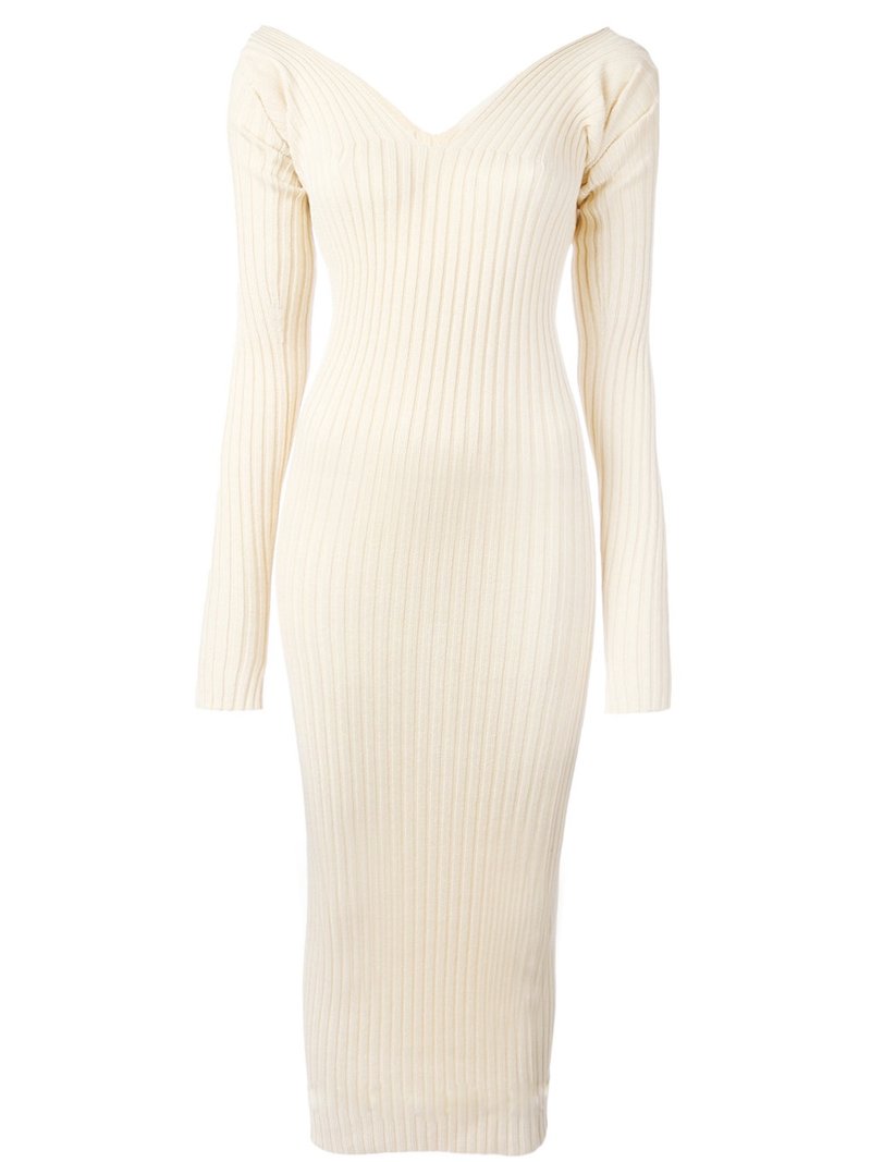 Ribbed Off Shoulder Dress