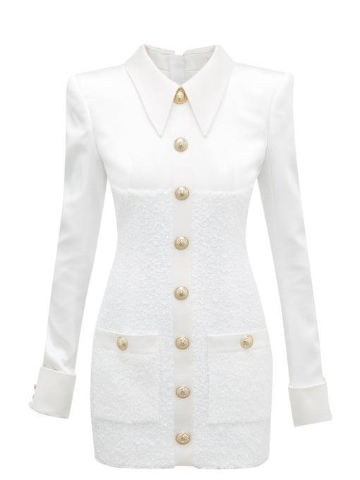 Satin Tweed Mini Dress