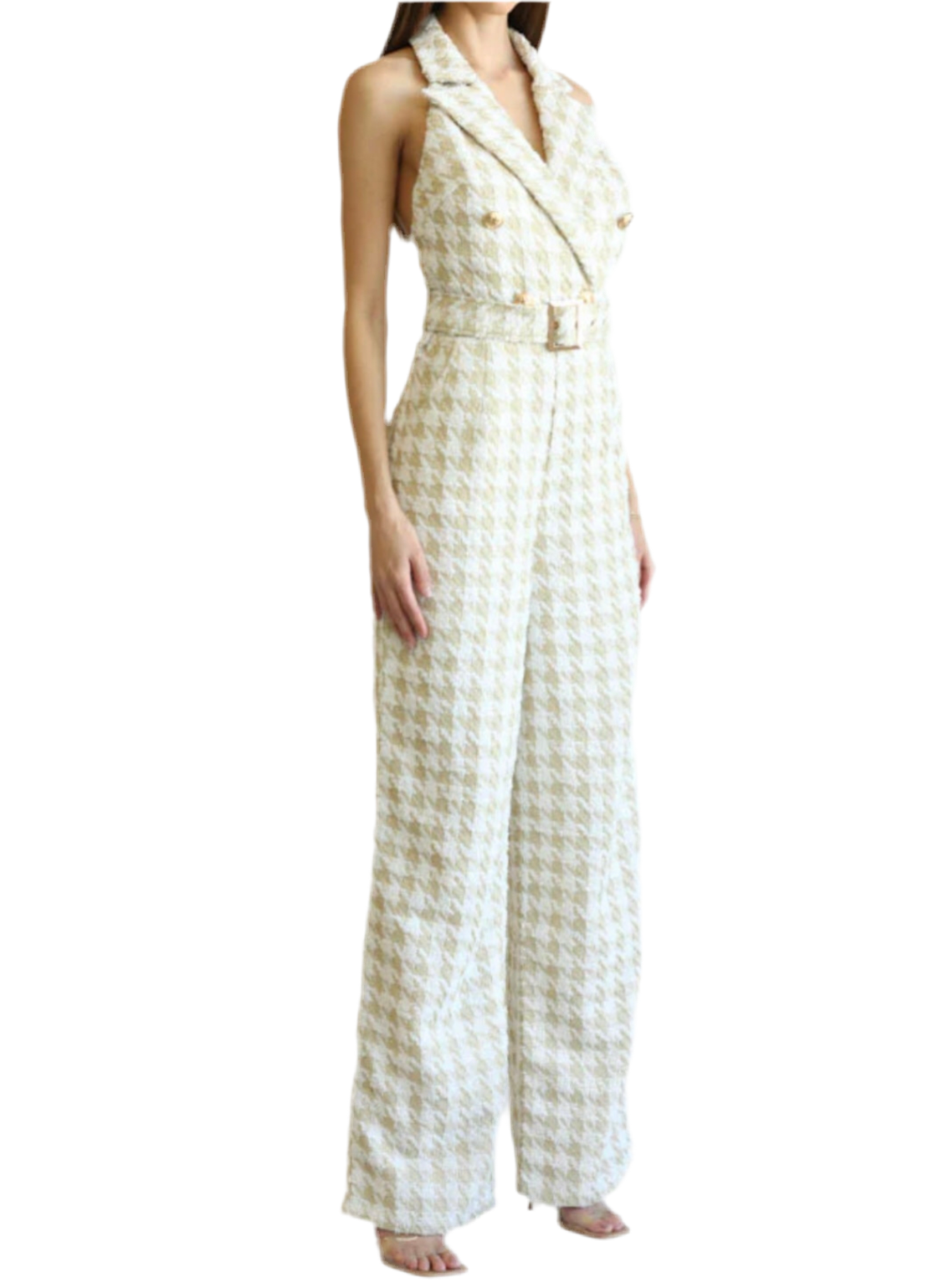 Alma Tweed Houndstooth Jumpsuit