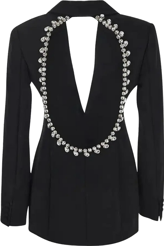 Cutout Back Crystal Black Blazer
