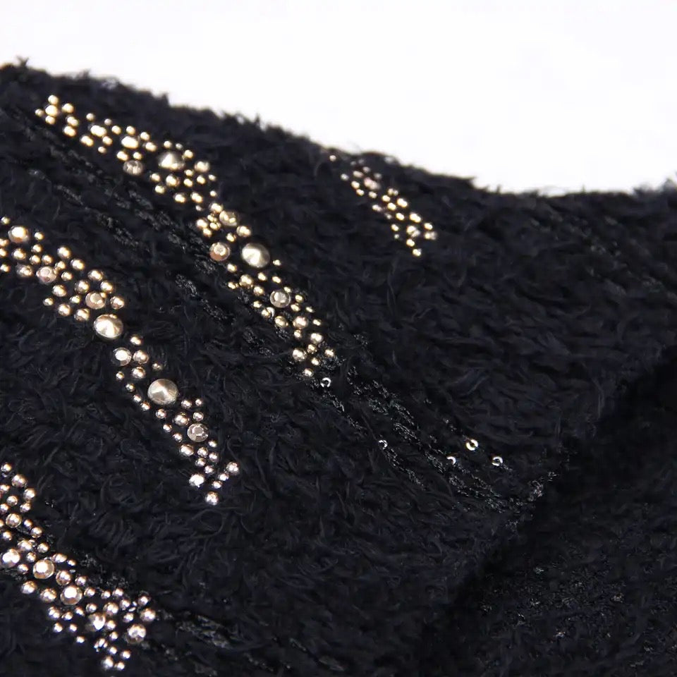 Embellished Gold Studs Knit Jacket