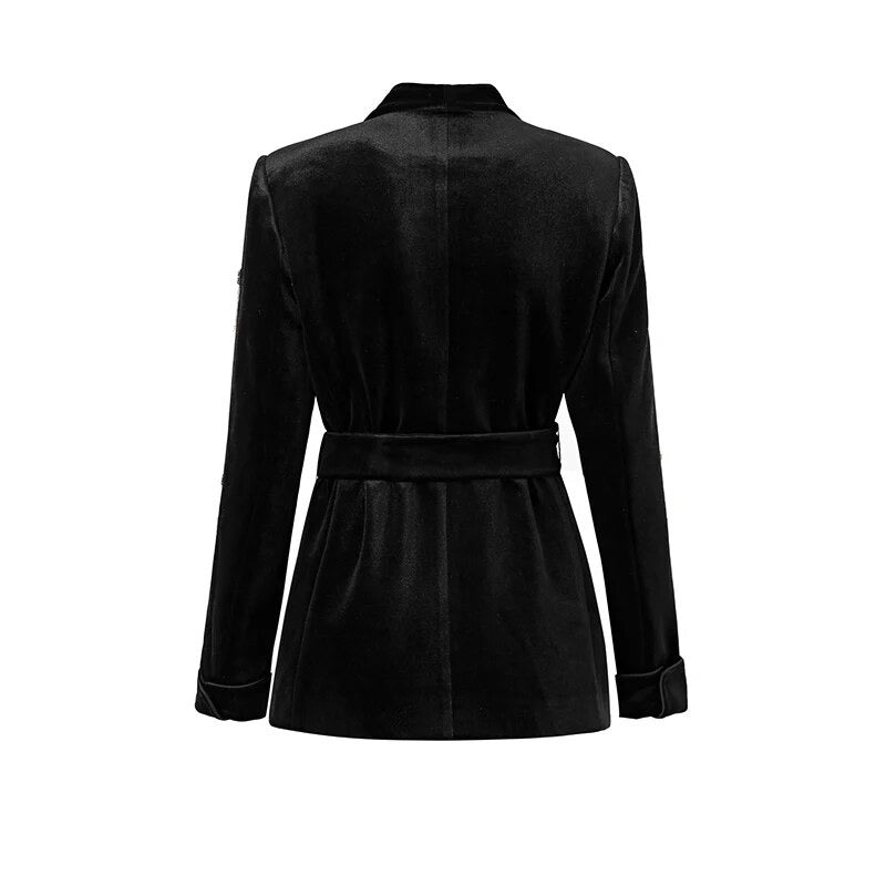 Black Velvet Crystal Blazer Set