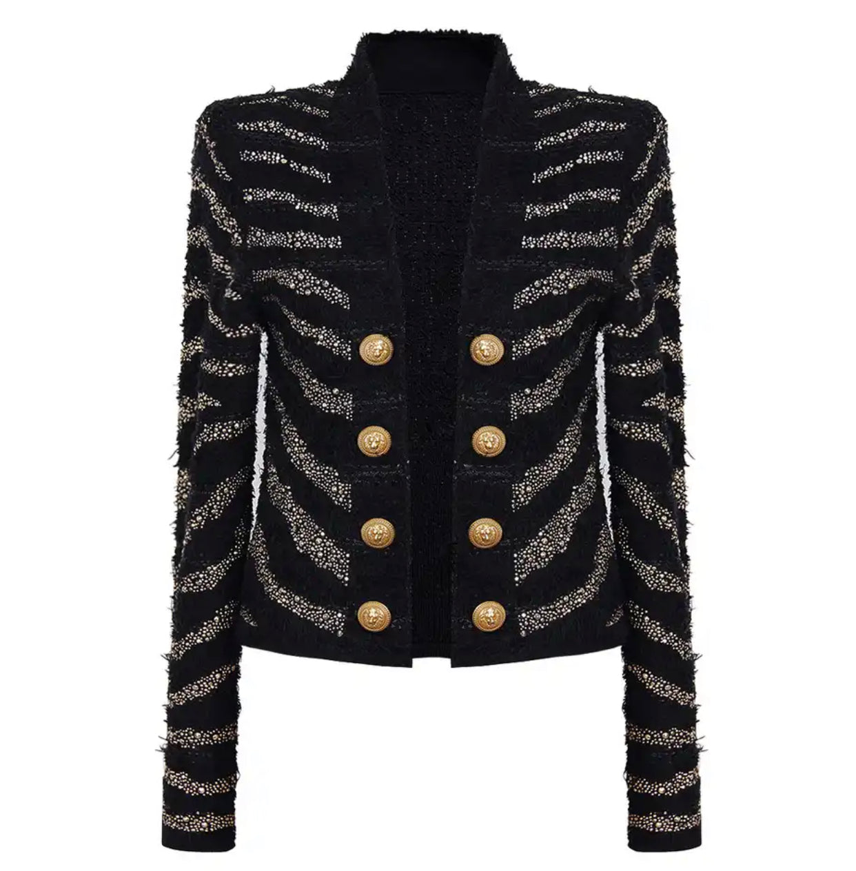 Embellished Gold Studs Knit Jacket