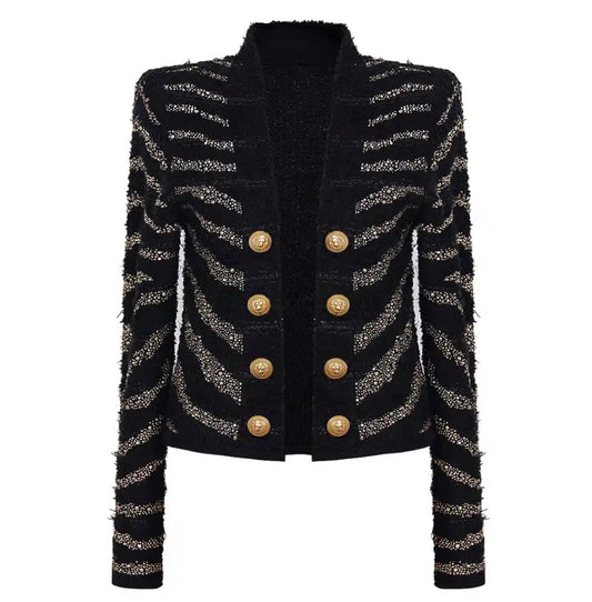 Embellished Gold Studs Knit Jacket