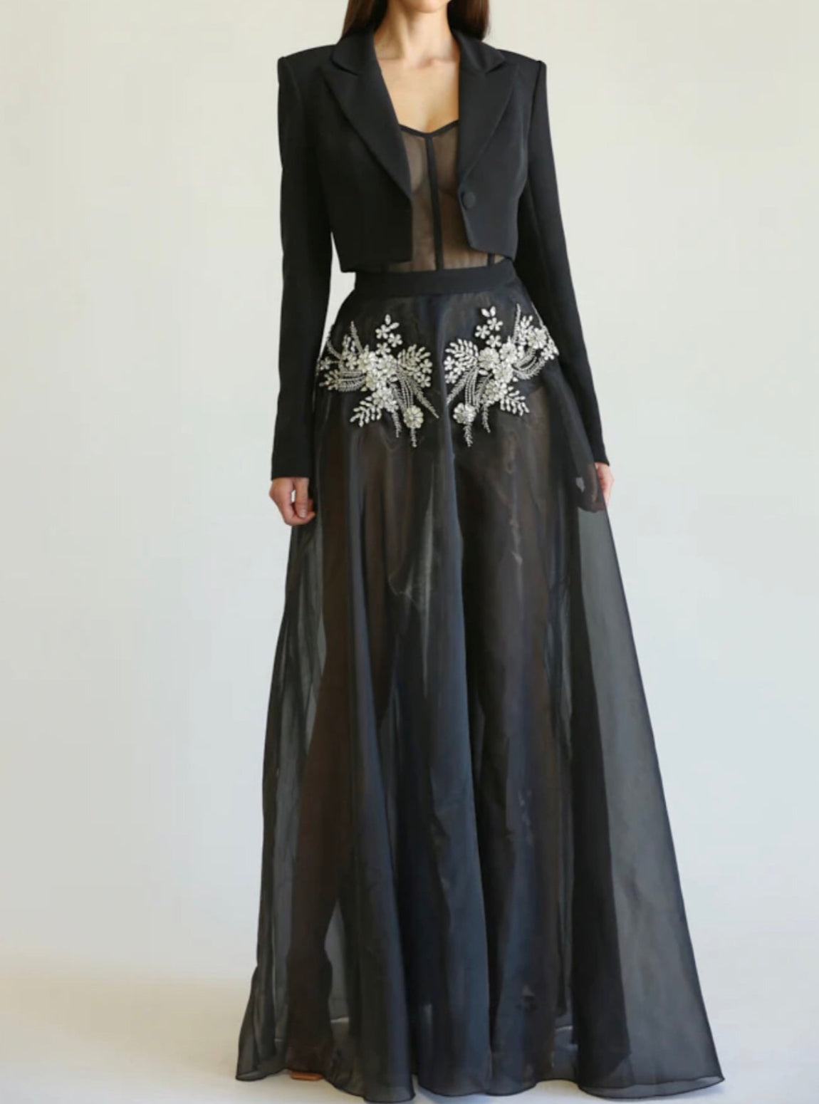 Alma Crystal Dress+Crop Blazer Set