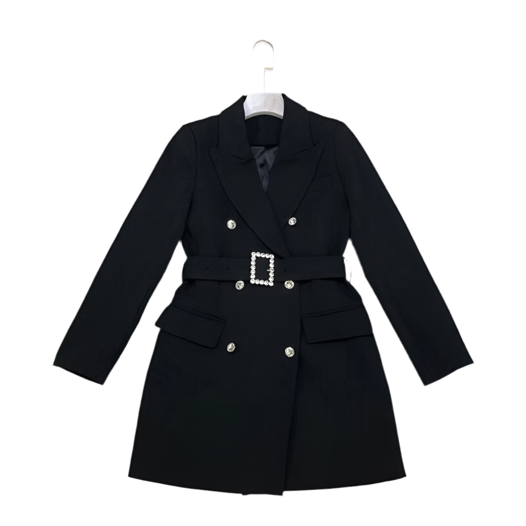 Diamonds Belt Black Office Lady Dress