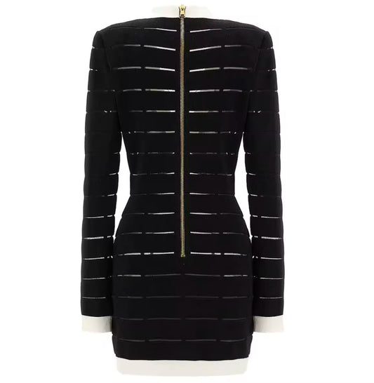 Black and White Knit Striped Dress