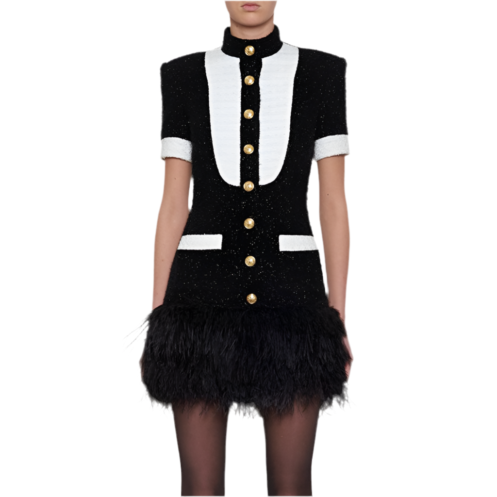 Feather Sheath Weaving Mini Dress