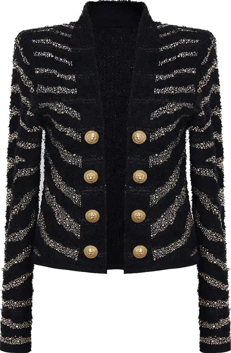 Embellished Gold Studs Knit Jacket