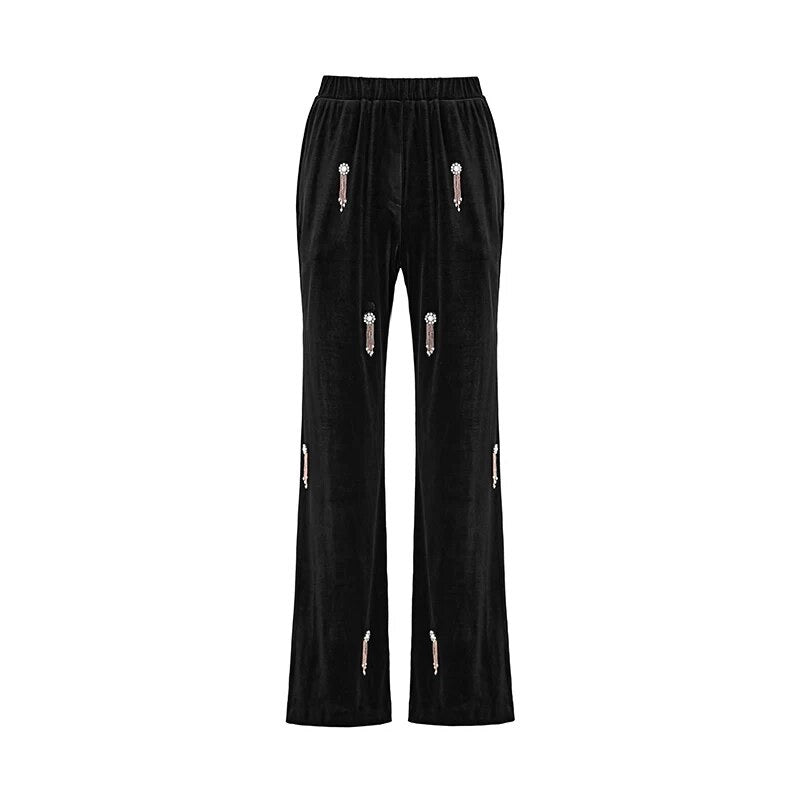 Black Velvet Crystal Blazer Set