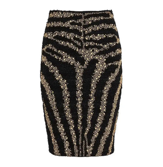 Embellished Gold Studs Knit Skirt