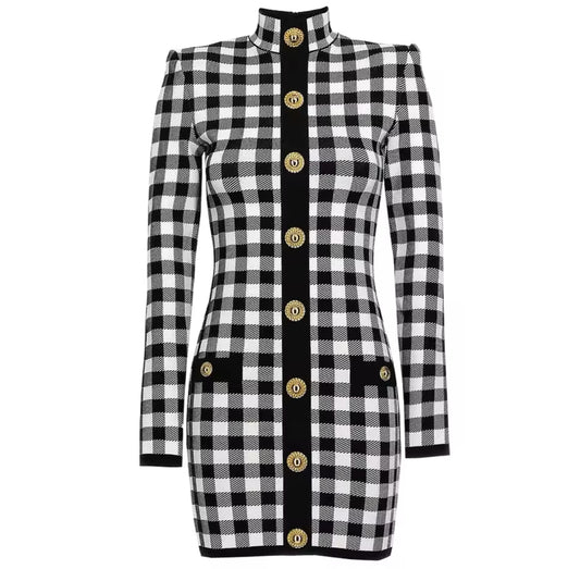 Abby Black & White Knit Dress