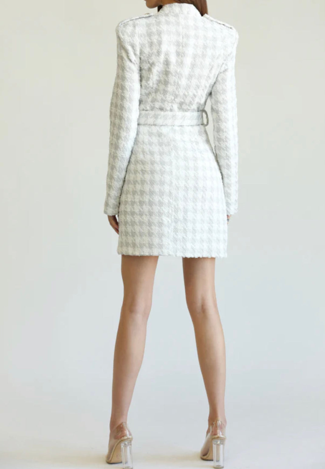 Alma Silver Tweed Dress