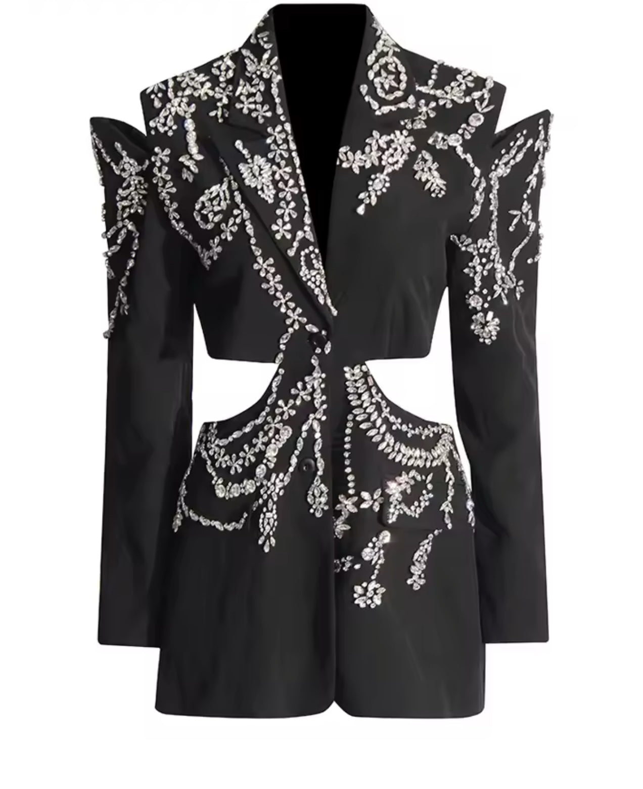 Black Crystal Cut-Out Blazer
