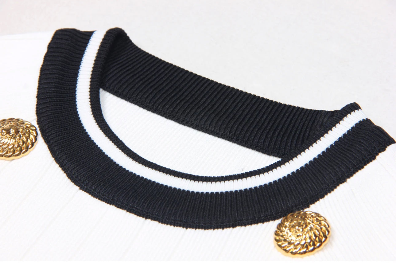 Black + White Knit Dress