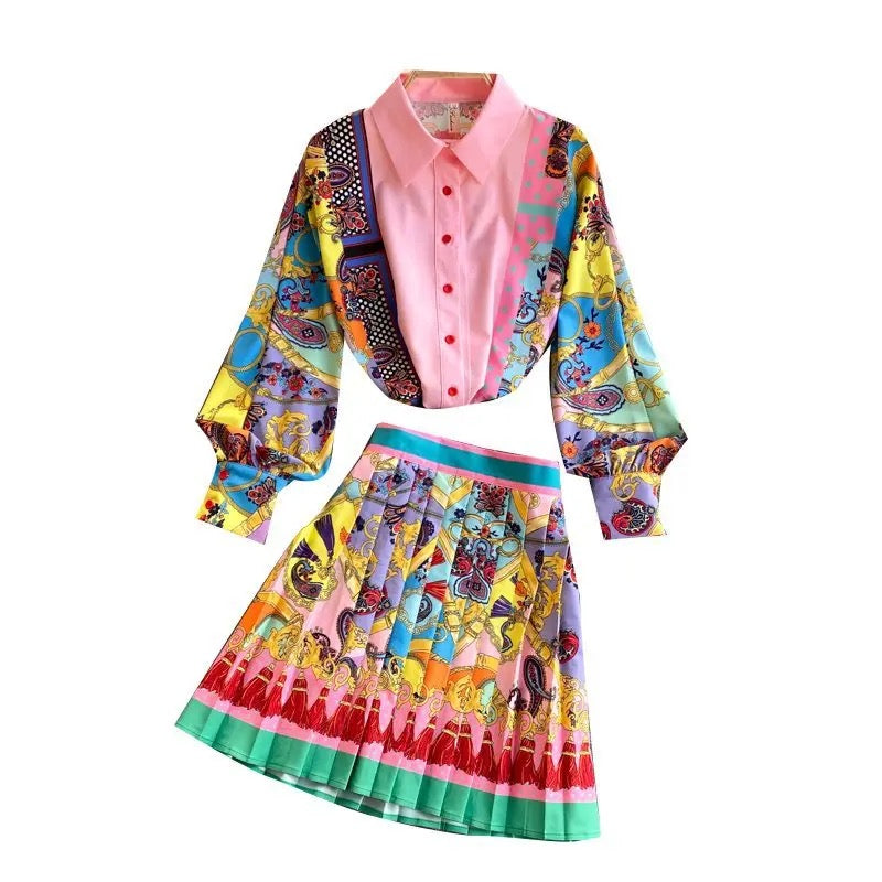 Paris Pink Print Top & Skirt