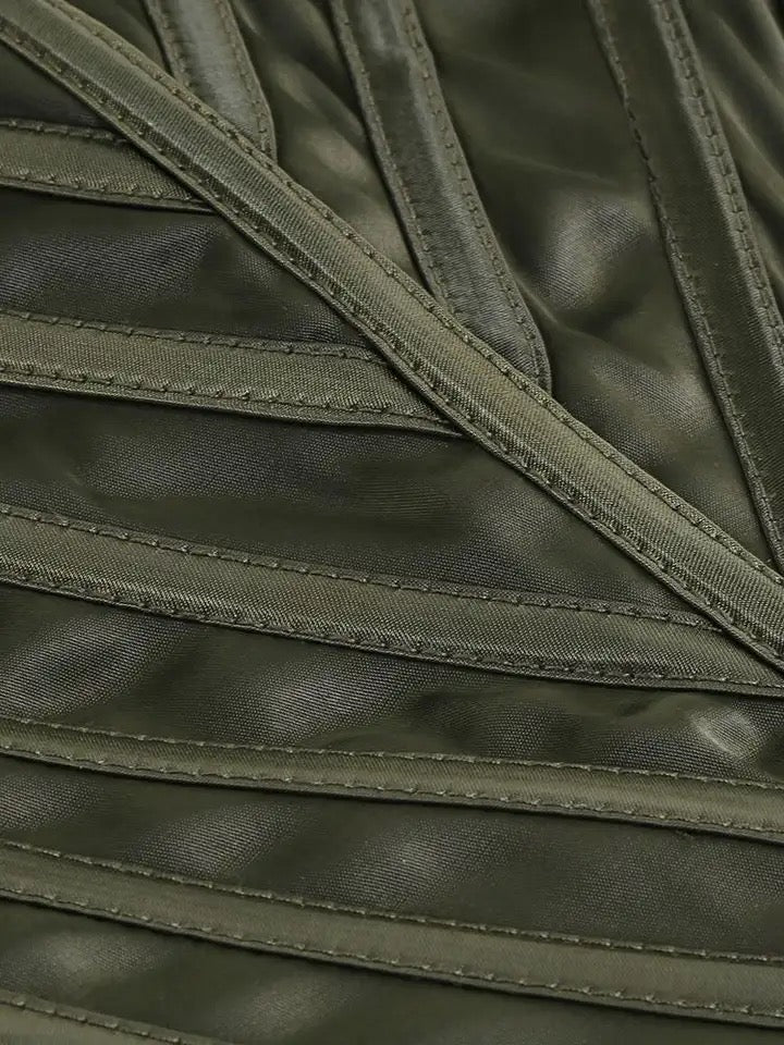 Corset Strapless Split Olive Dress
