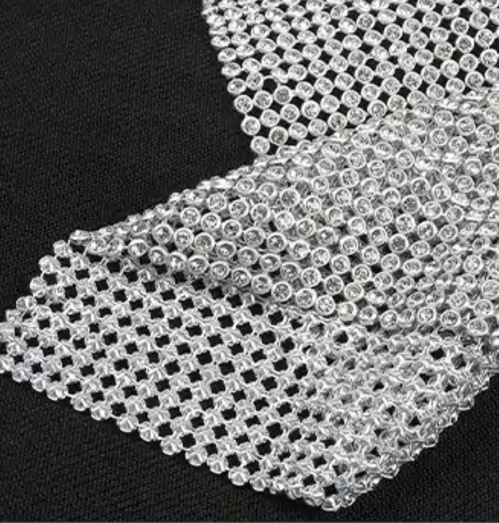 Black Crystal Mesh Split Dress