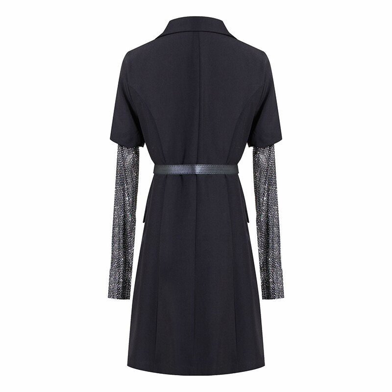 Diamonds Notched Long Sleeve Blazer Suit