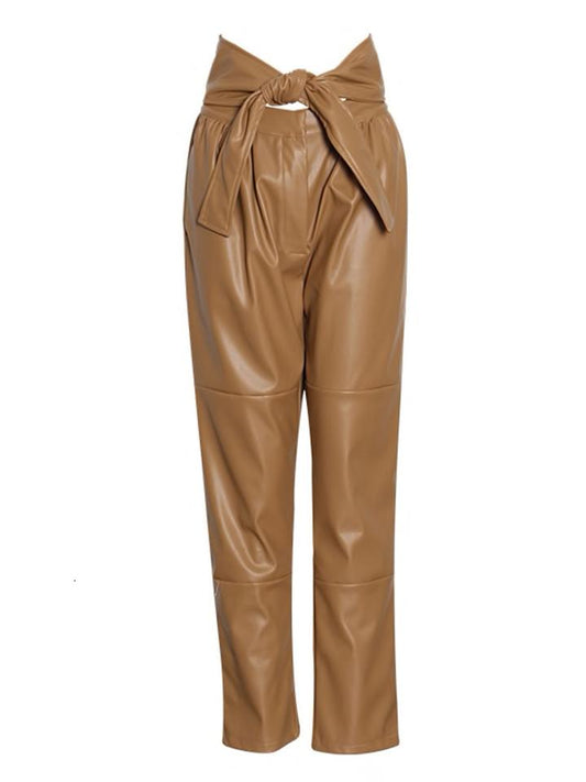 Leather Bowknot Trousers