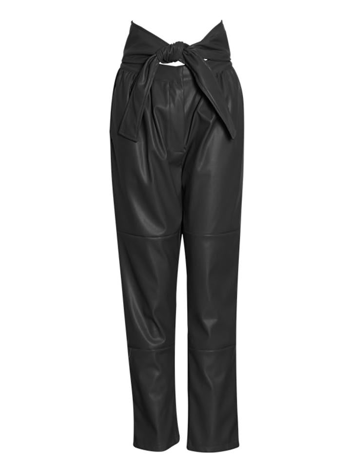 Leather Bowknot Trousers