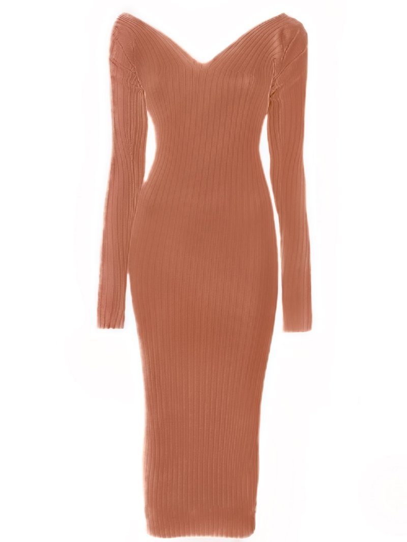 Ribbed Off Shoulder Dress
