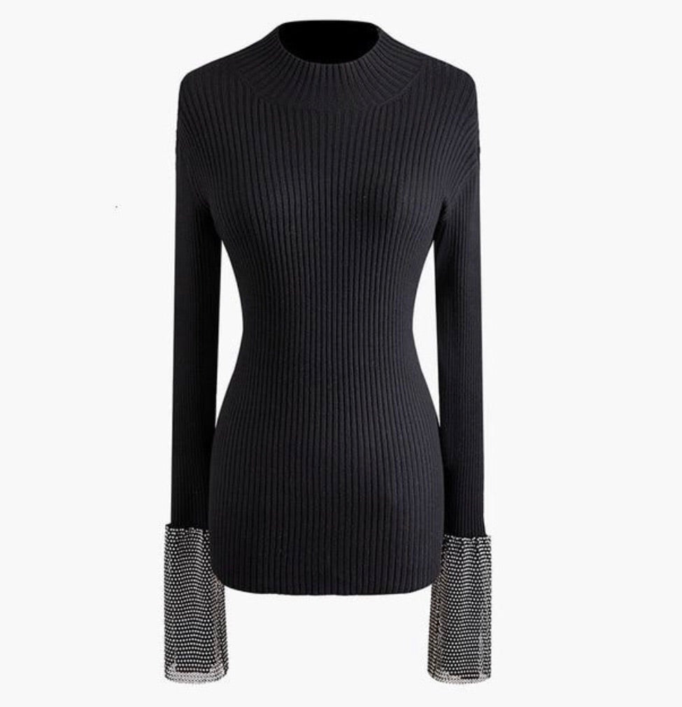 BLACK CRYSTAL SWEATER