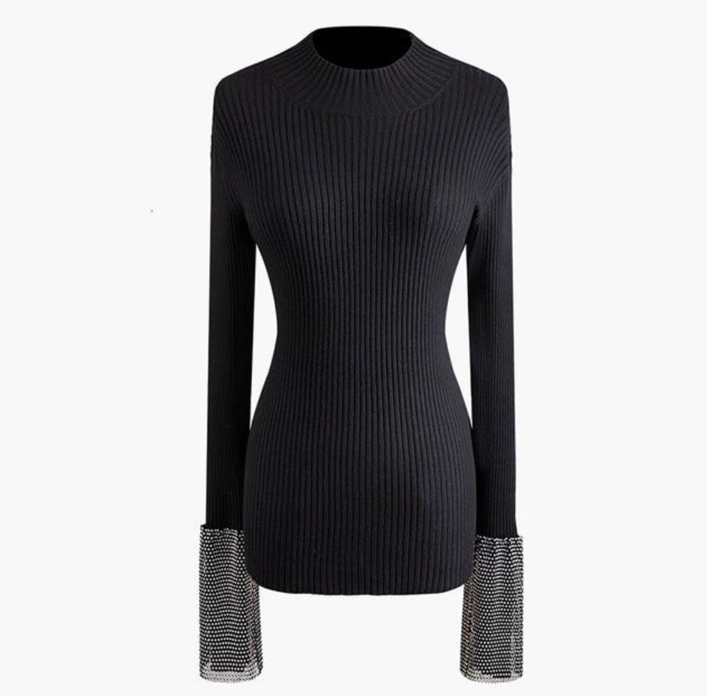 BLACK CRYSTAL SWEATER